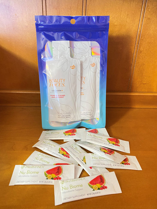 Beauty Focus Collagen+ and Nu Biome Sample Packs